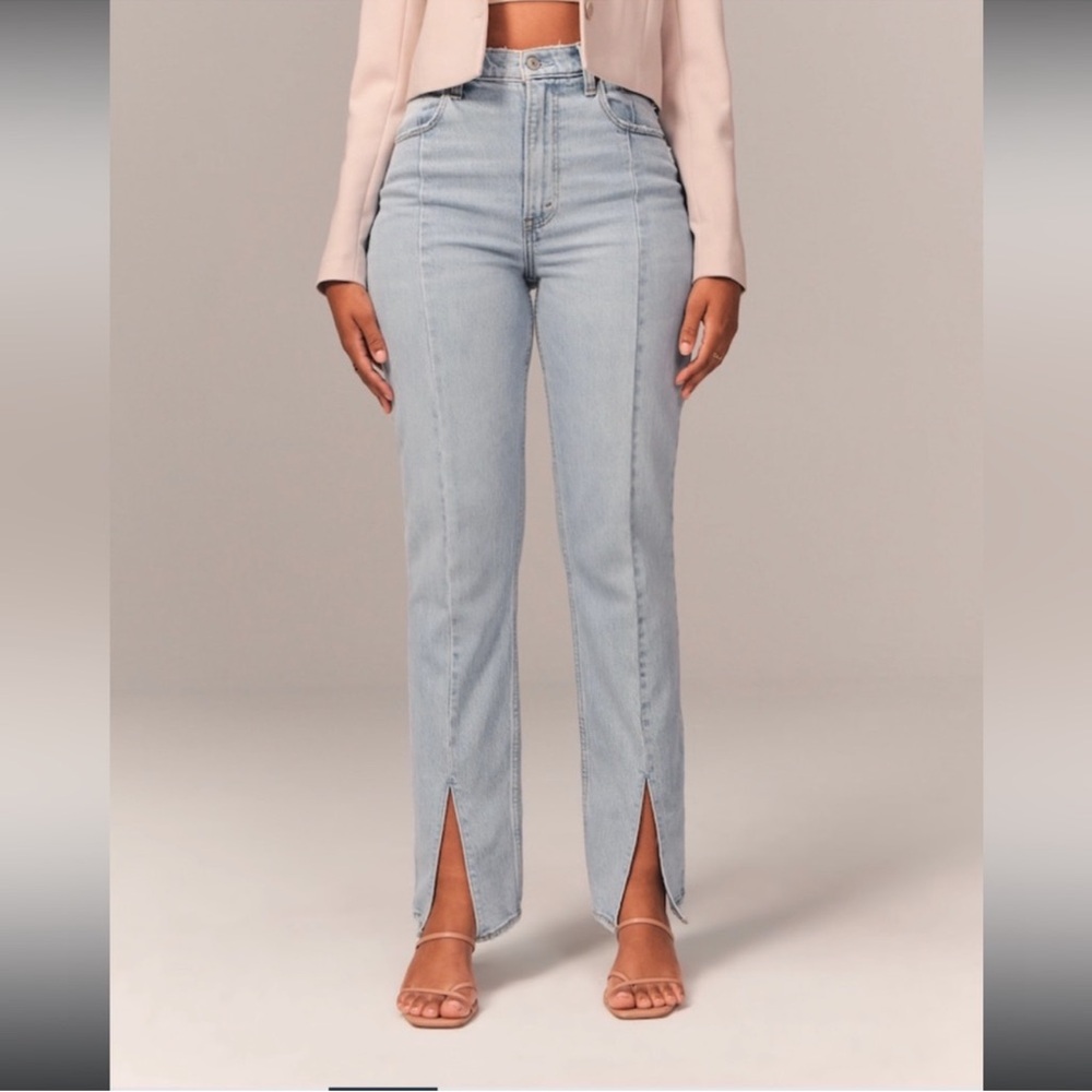 Abercrombie curve love skinny high rise split hem jean